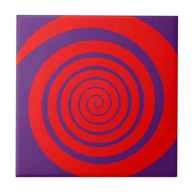 red hypnotic spiral image ceramic tile (Front)