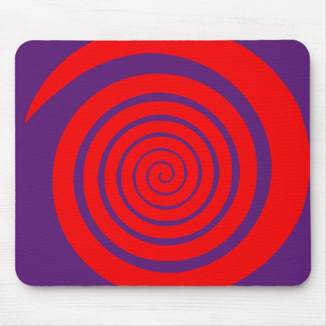 red hypnotic spiral image mouse pad (Front)