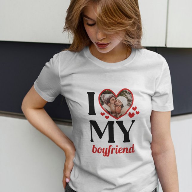 Red I Heart My Boyfriend Add Photo T-Shirt (Creator Uploaded)