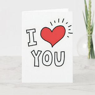 Red I Love You Doodle Valentines Card