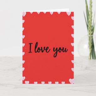 Red I Love You Heart Border Card
