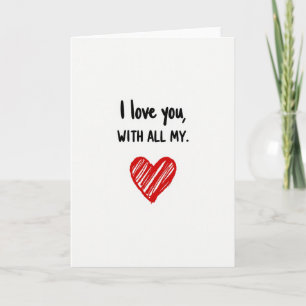 Red I Love You Heart Card