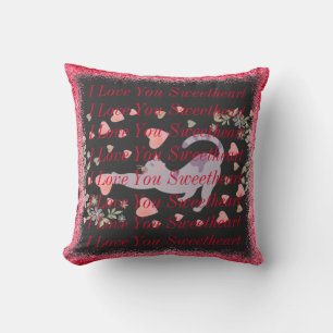 Red I Love You Keepsake Cute Modern Valentines Day Cushion
