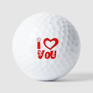 Red I Love You Minimalist Heart Golf Balls