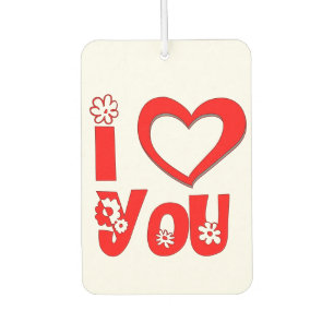 Red I Love You Minimalist Heart Graphic Car Air Freshener