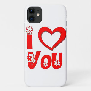 Red I Love You Minimalist Heart Graphic iPhone 11 Case