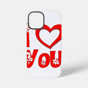 Red I Love You Minimalist Heart Graphic iPhone 12 Mini Case