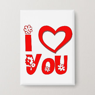 Red I Love You Minimalist Heart Rectangular Button
