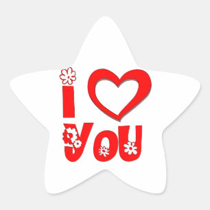 Red I Love You Star Sticker