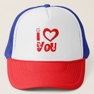 Red I Love You Trucker Hat