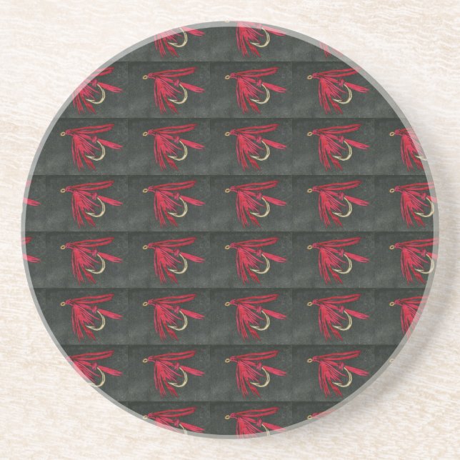 "Red Ibis" Wet Fly Pattern Fly Coaster (Front)