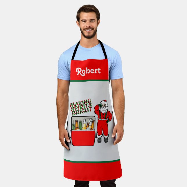 Red Ice Chest With Beer And Santa Apron (Worn)