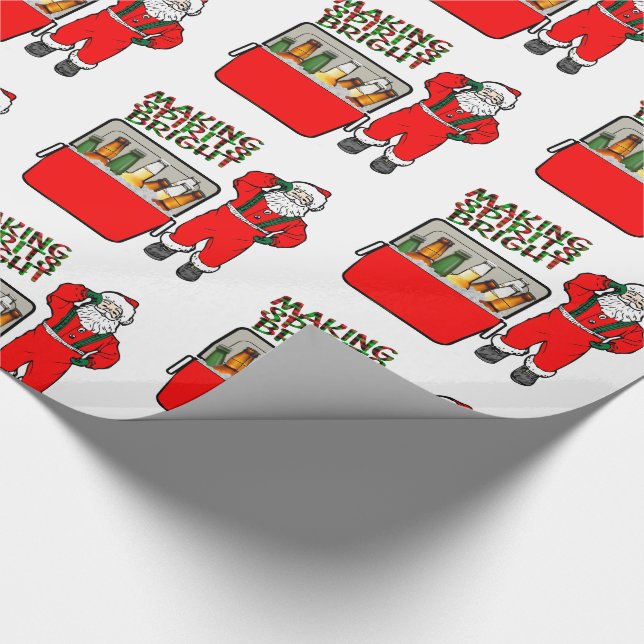 Red Ice Chest With Beer And Santa Wrapping Paper (Corner)
