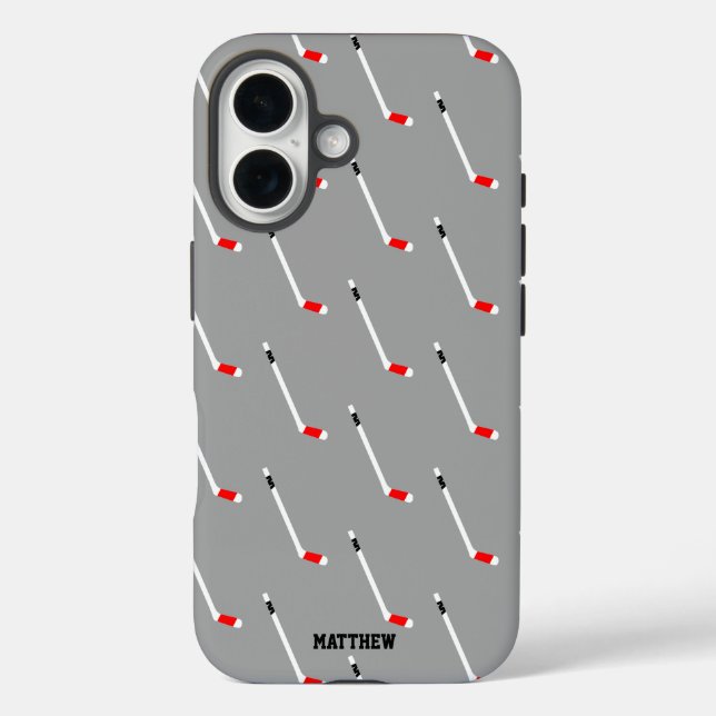 Red Ice Hockey Stick Pattern Personalised Case-Mate iPhone Case (Back)