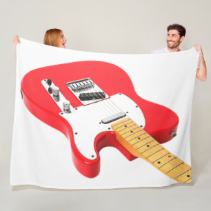 RED ICONIC ELECTRIC GUITAR FLEECE BLANKET