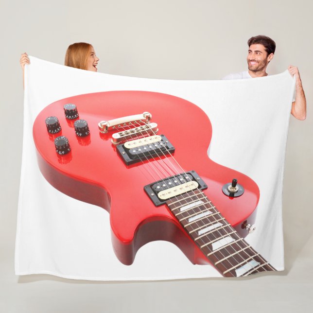 RED ICONIC ELECTRIC GUITAR FLEECE BLANKET (In Situ)