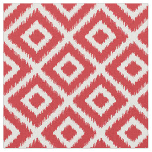 Red Ikat Diamonds Fabric