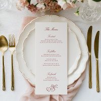 Red Illustrated Locket Whimsical Wedding Menu
