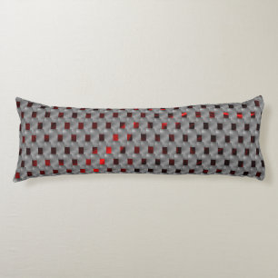 Red image under grey plates, rectangular shapes body cushion