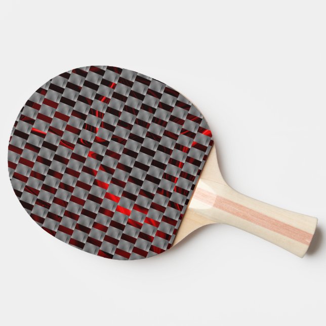 Red image under grey plates, rectangular shapes ping pong paddle (Side)