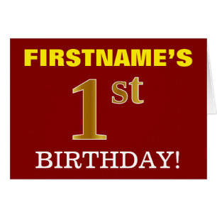 Red, Imitation Gold "1st BIRTHDAY" Birthday Card