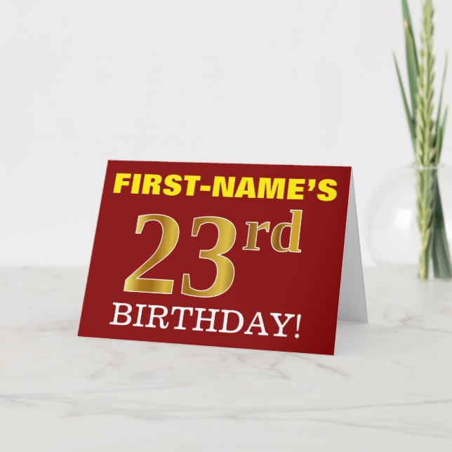 Red, Imitation Gold "23rd BIRTHDAY" Birthday Card (Front)