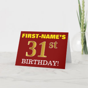 Red, Imitation Gold "31st BIRTHDAY" Birthday Card