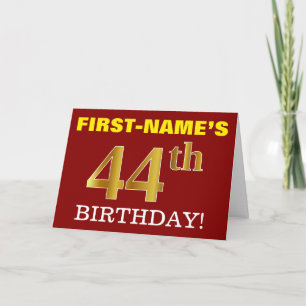 Red, Imitation Gold "44th BIRTHDAY" Birthday Card