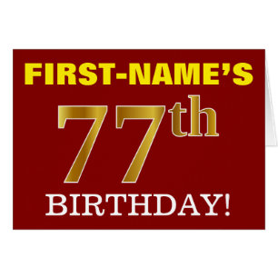 Red, Imitation Gold "77th BIRTHDAY" Birthday Card