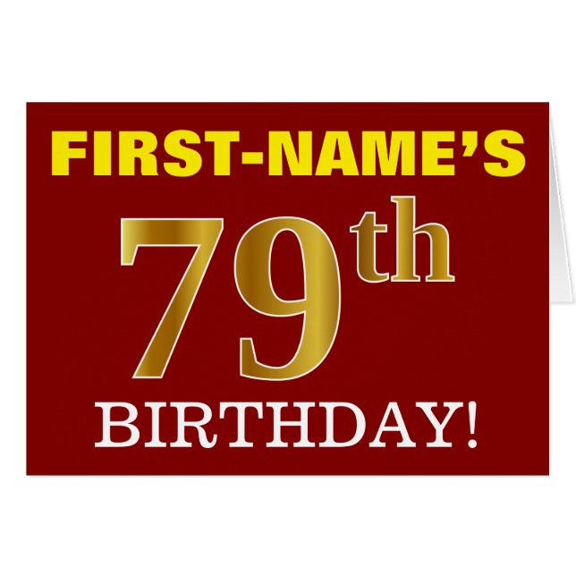 Red, Imitation Gold "79th BIRTHDAY" Birthday Card (Front Horizontal)