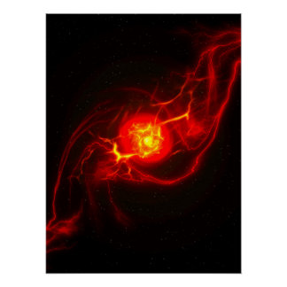 Red Imploding Supernova Glossy Poster