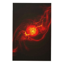 Red Imploding Supernova Wood Wall Art