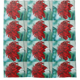 Red in Furry Shower Curtain