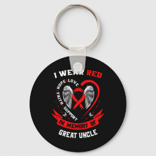 Red In Memory Of Great Uncle Heart Disease Awarene Key Ring