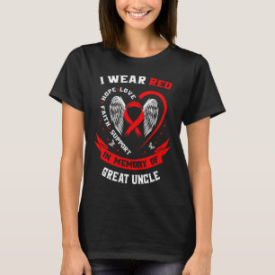 Red In Memory Of Great Uncle Heart Disease Awarene T-Shirt