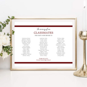 Red In Memory Of Our Classmates School Reunion Poster