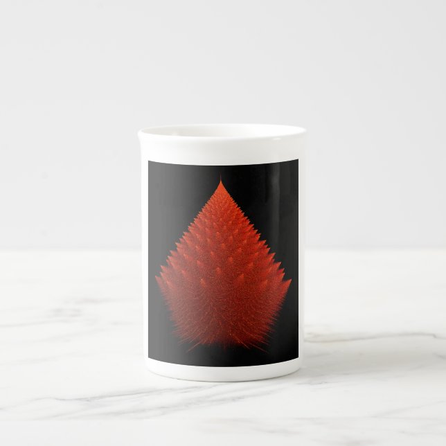 Red Incendia Script Fractal Bone China Mug (Front)