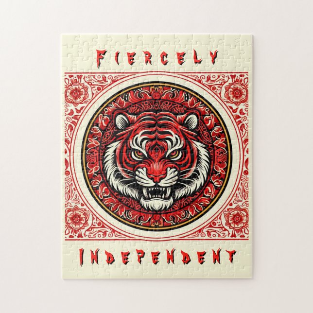 Red Independent Tiger Jigsaw Puzzle (Vertical)