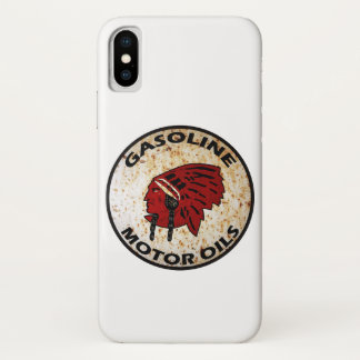 Red Indian Gasoline vintage sign rusted version. iPhone X Case