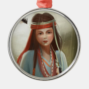 red Indian girl portrait Ornament