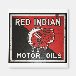 Red Indian Motor Oil sign rusted vers. Magnet