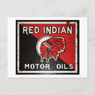 Red Indian Motor Oil sign rusted vers. Postcard