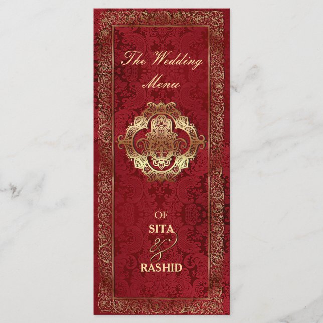 Red Indian Wedding - Menu Card / Rackcard (Front)