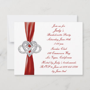 Red Infinity Heart Bachelorette Party Invitation