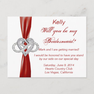 Red Infinity Heart Bridesmaid Card