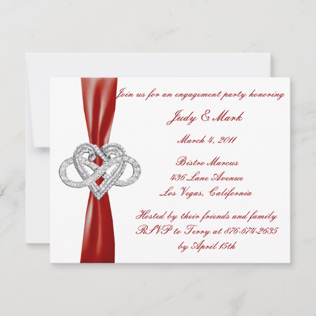 Red Infinity Heart Engagement Party Invitation (Front)