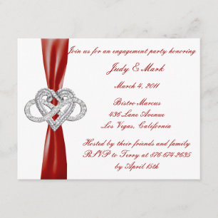 Red Infinity Heart Engagement Party Invitation
