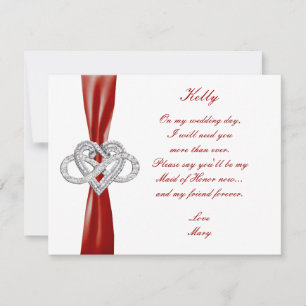Red Infinity Heart Maid Of Honour Card