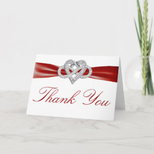 Red Infinity Heart Thank You Card