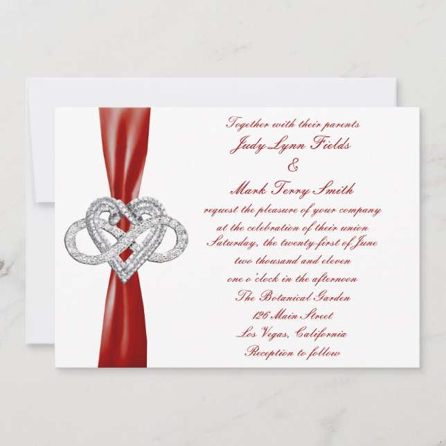 Red Infinity Heart Wedding Invitation (Front)